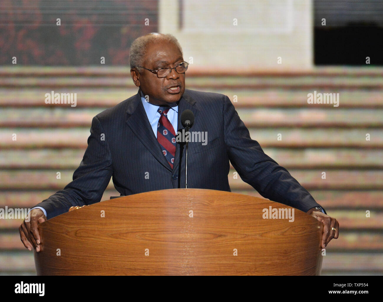 James Clyburn, Assistant demokratischer Führer und Mitglied des US-Repräsentantenhauses, South Carolina, spricht bei der Democratic National Convention 2012 an der Time Warner Cable Arena in Charlotte, North Carolina am 6. September 2012. UPI/Kevin Dietsch Stockfoto