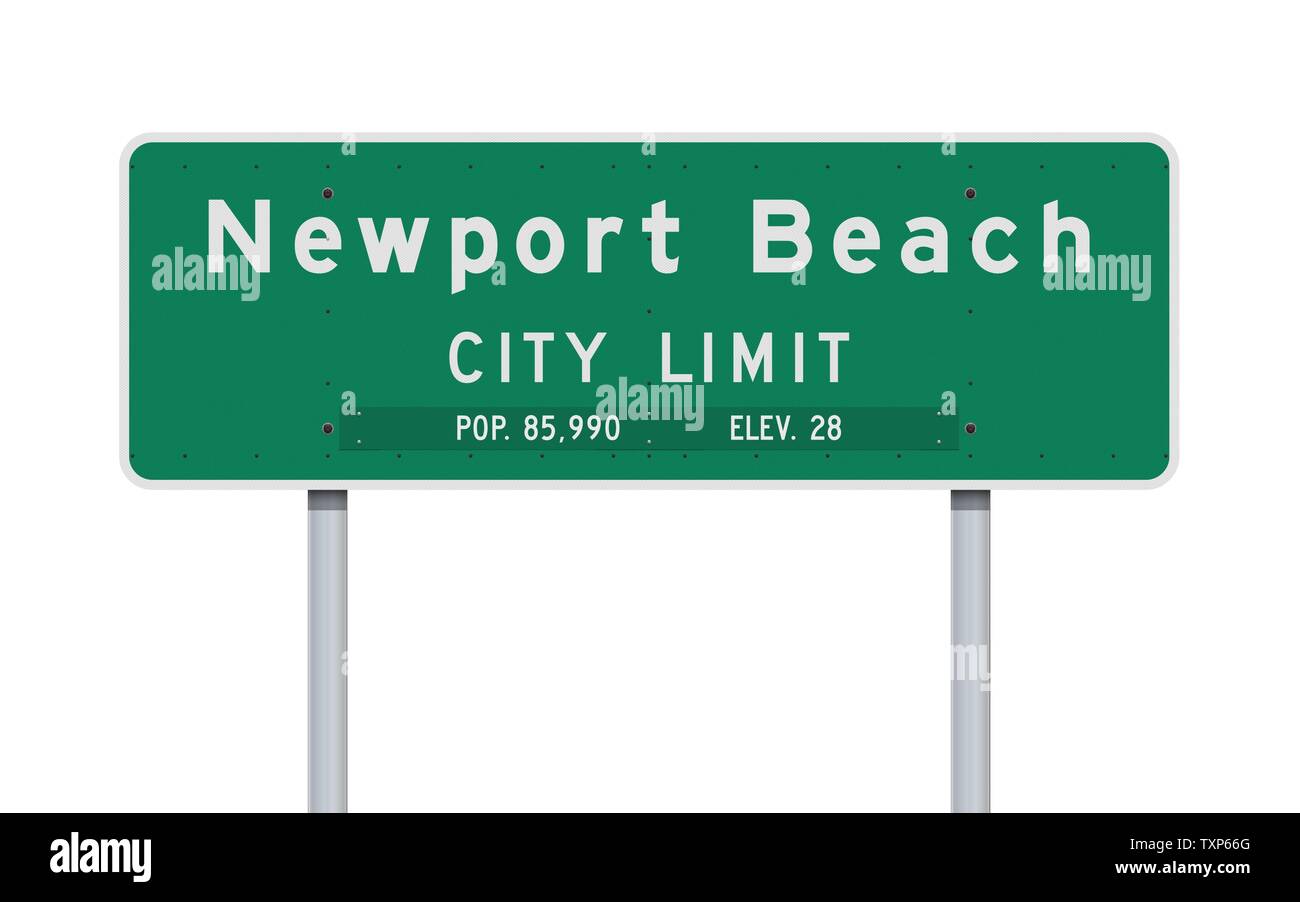 Vector Illustration des Newport Beach City Limit Green Road Sign Stock Vektor