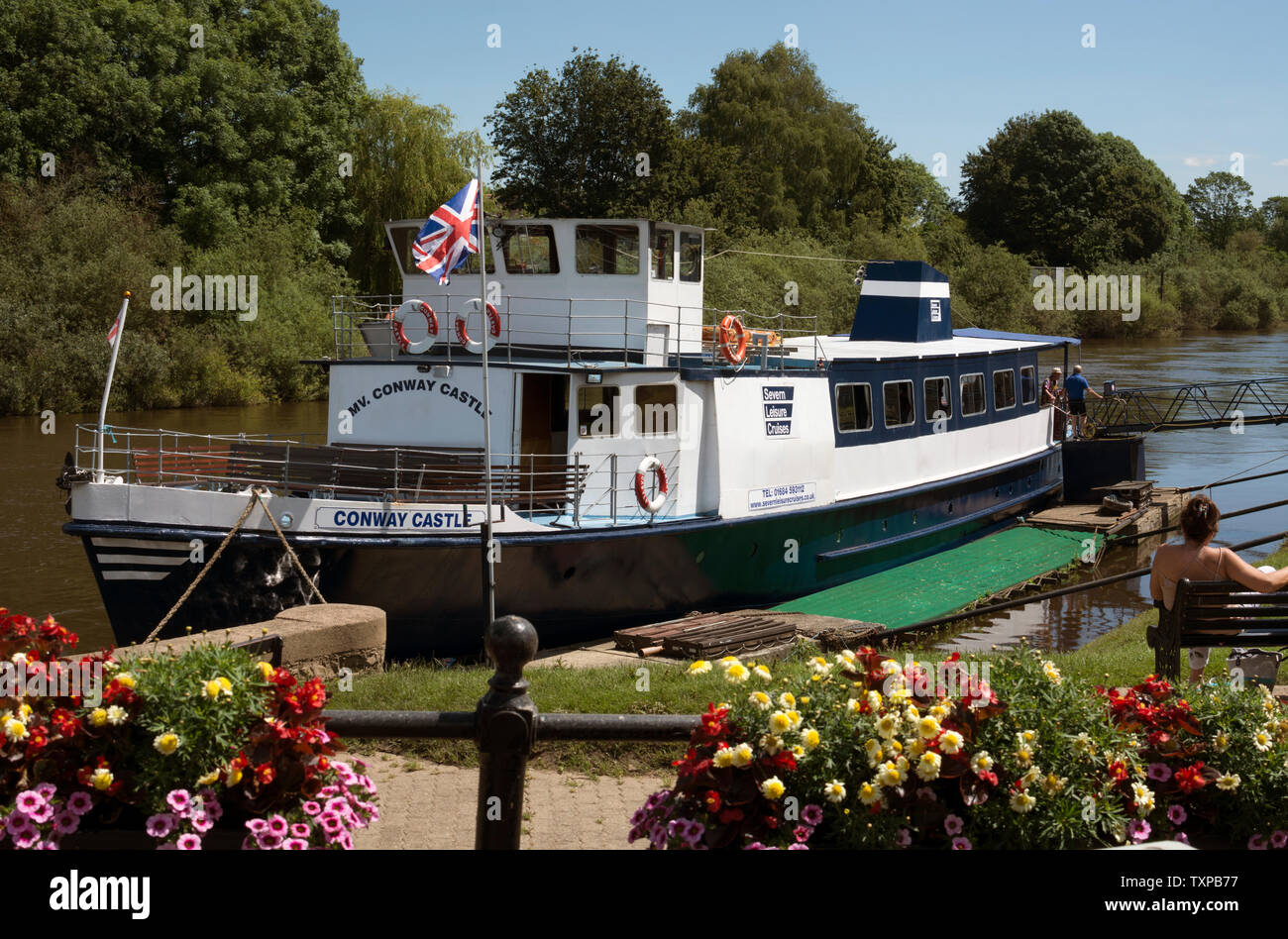 Die MV Conway Castle günstig auf dem Fluss Severn, Upton bei Severn, Worcestershire, England, Großbritannien Stockfoto