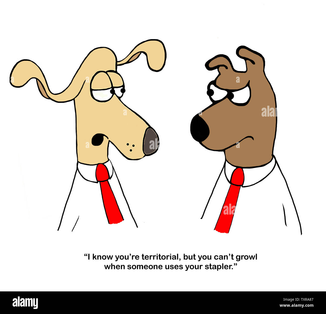 Manager Hund erzählt seine Arbeiter Hund nicht an Personen rund um Office zu knurren Stockfoto