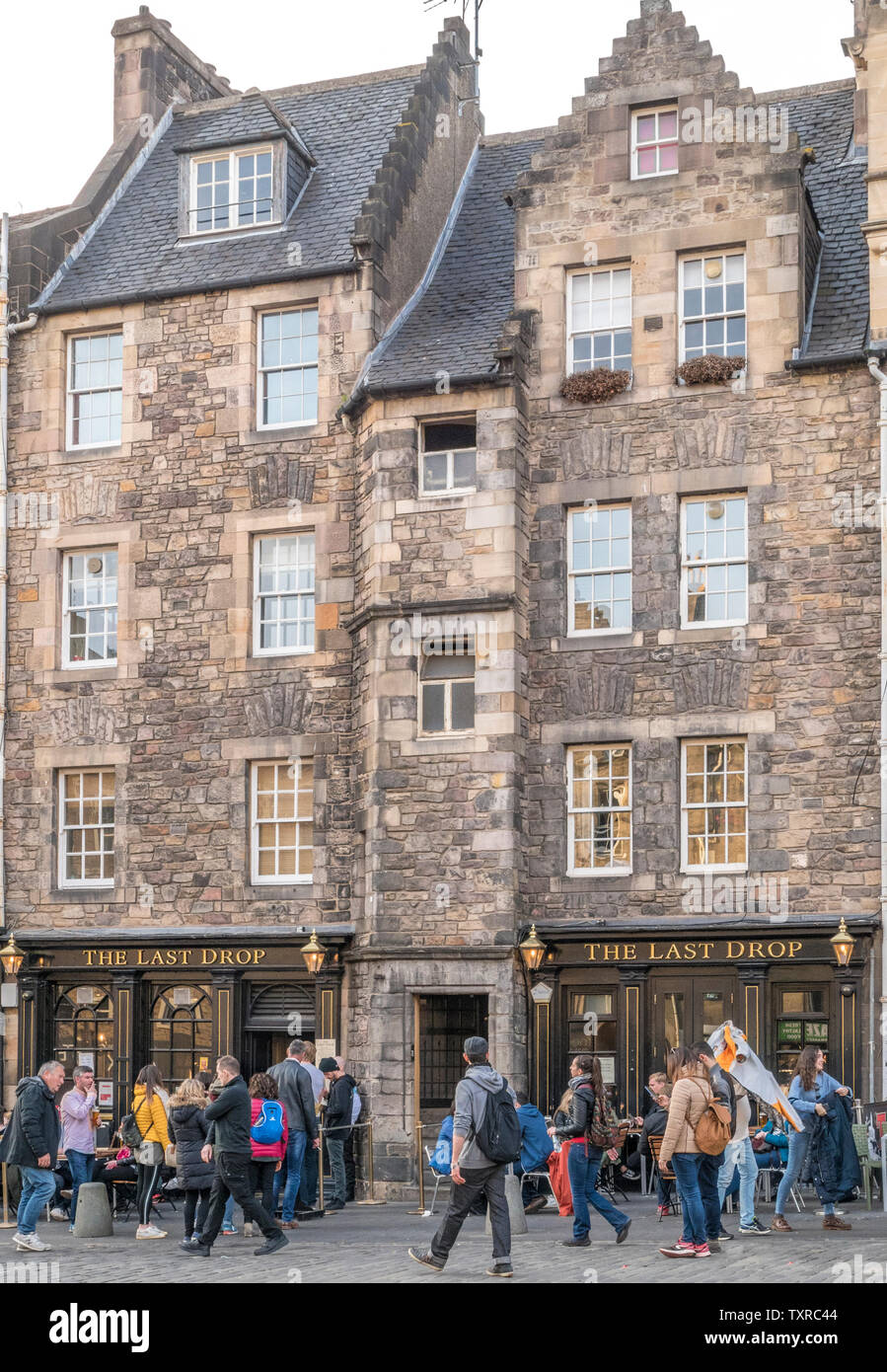 In dem 18. Jahrhundert Gefangene würden für ihre letzten Drink vor ausgeführt wird - den letzten Tropfen Pub in Grassmarket, Altstadt von Edinburgh, Schottland. Stockfoto