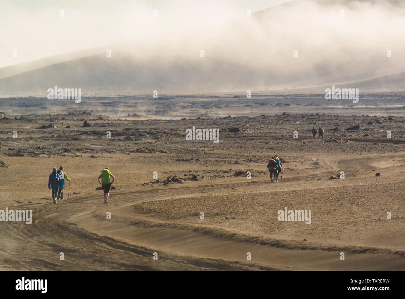 Konkurrenten in Feuer und Eis Ultra Endurance Rennen, Island 2017. Stockfoto