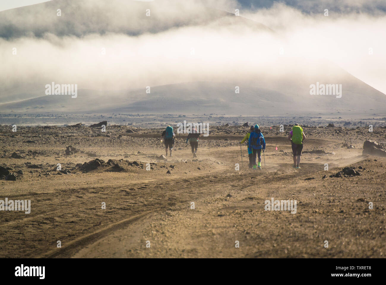 Konkurrenten in Feuer und Eis Ultra Endurance Rennen, Island 2017. Stockfoto