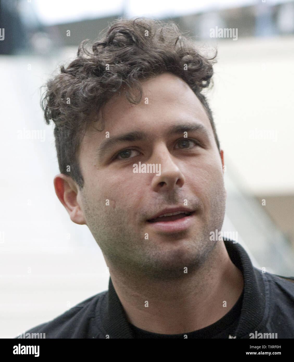 Arkells Sänger Max Kerman auf Juno FanFare während der 2015 Juno Awards Wochenende kommt in Hamilton, Ontario, 14. März 2015. UPI/Heinz Ruckemann Stockfoto