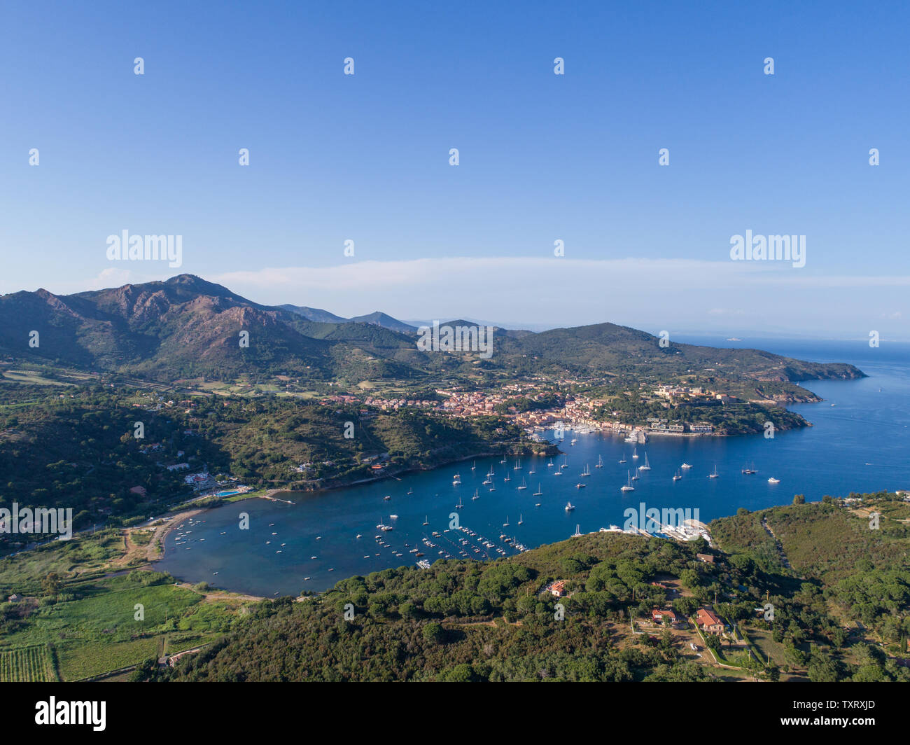 Insel Elba, Panoramablick von oben Stockfoto