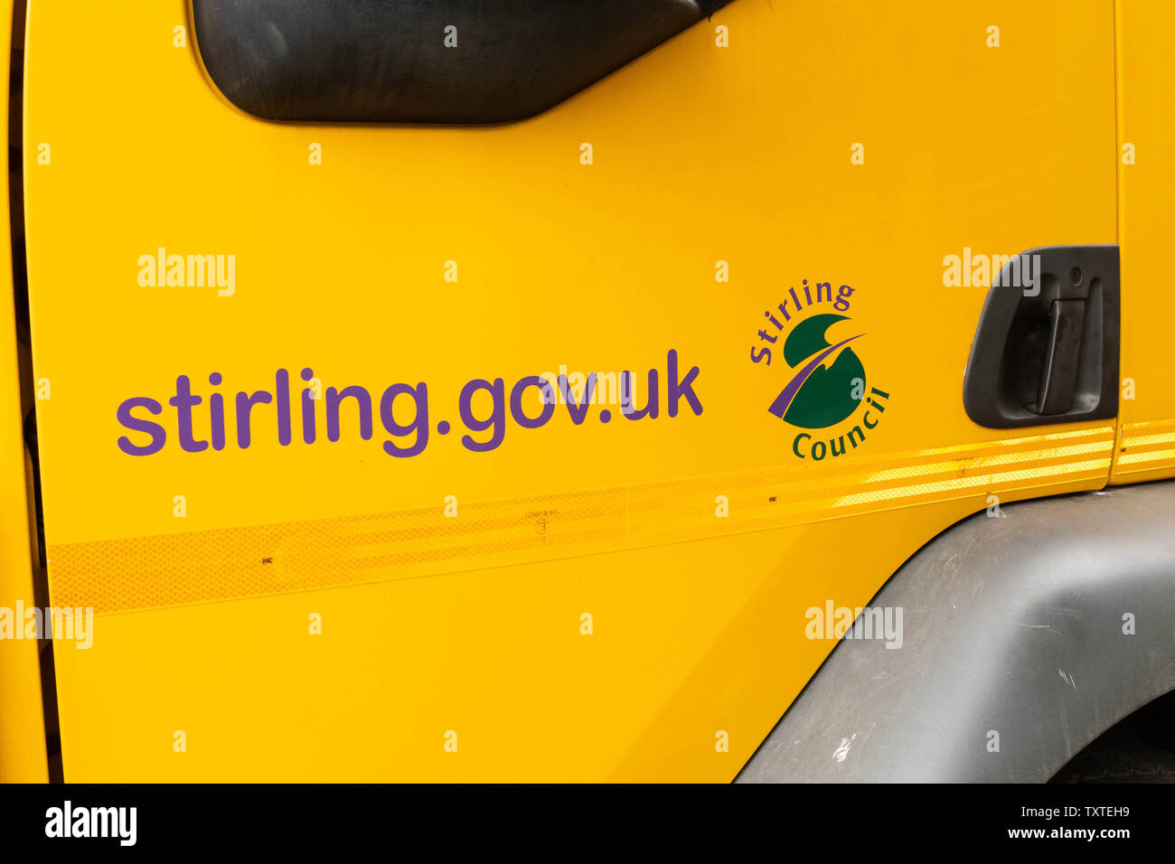 Stirling Rat Web site Adresse auf der Seite des Lkw, Schottland, Großbritannien Stockfoto
