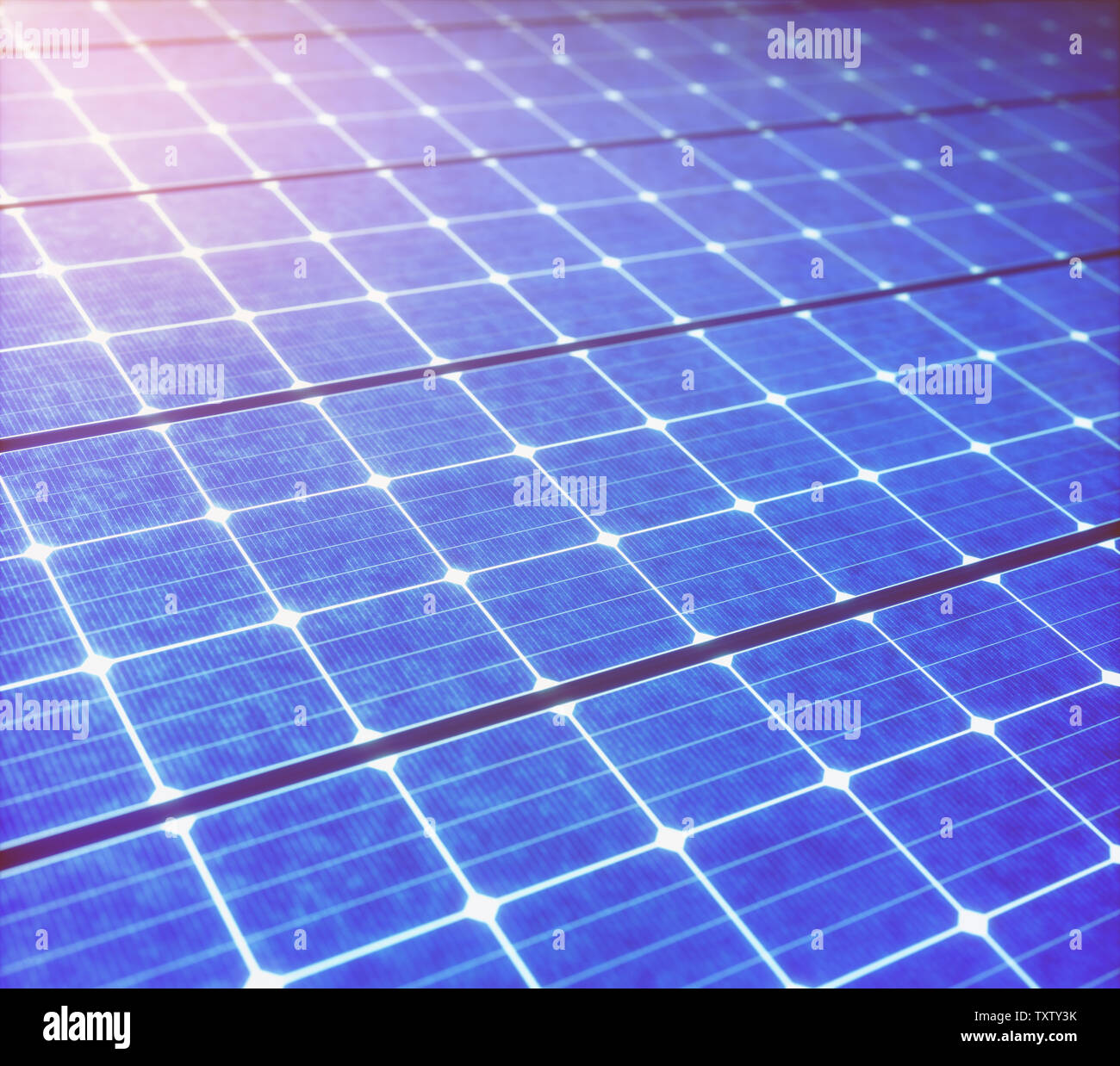 Solar Panel Textur. Wägezellen und erneuerbare Energien. 3D-Darstellung. Stockfoto
