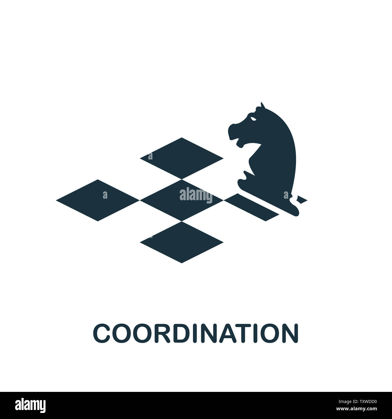 Symbol für Koordination. Kreative Zeichen aus Gamification Icons Kollektion. Gefülltes flaches Koordinations-Symbol für Computer und mobile Geräte Stockfoto