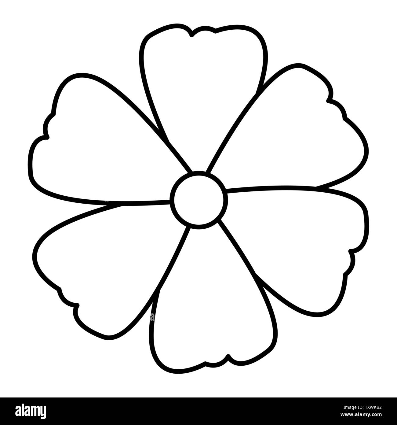 Blume Symbol Karikatur in Schwarz und Weiß Stock Vektor
