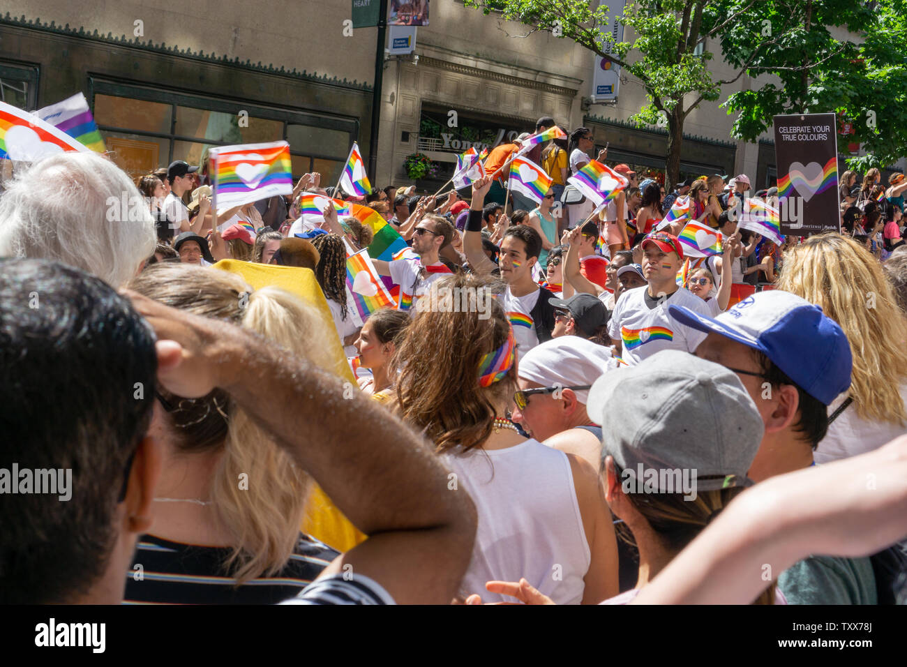 Das Meer von Menschen teilen gute Energie und Liebe während Stolz in Toronto. Es ist wirklich ein tolles Erlebnis! Stockfoto