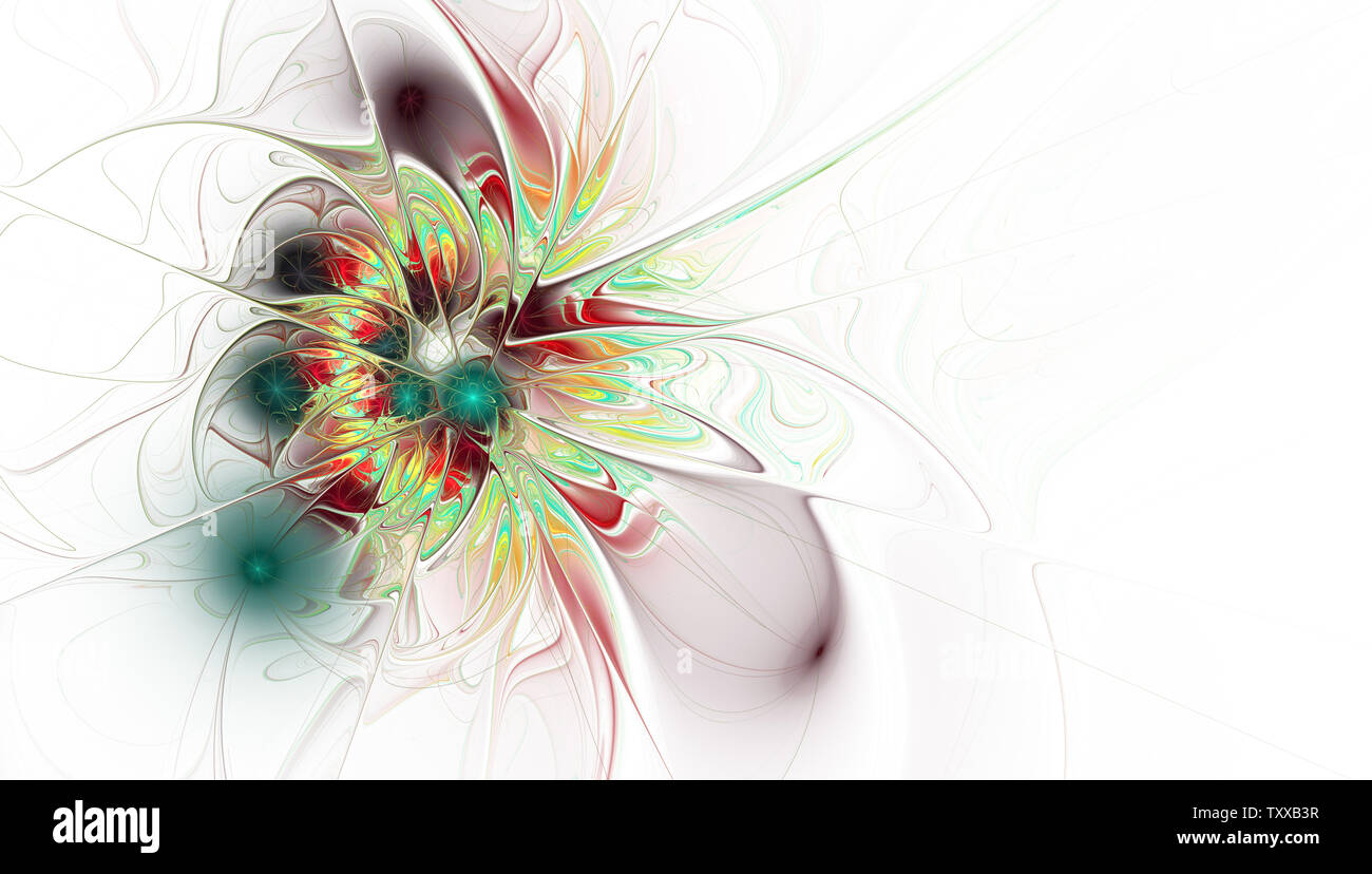 Fractal Abbildung: Heller Hintergrund mit floralen Ornament. Kreative Element für Design. Fraktale Blume von mathematischen Algorithmus erzeugt. Digitale artwor Stockfoto