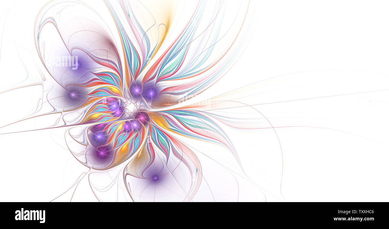 Fractal Abbildung: Heller Hintergrund mit floralen Ornament. Kreative Element für Design. Fraktale Blume von mathematischen Algorithmus erzeugt. Digitale artwor Stockfoto