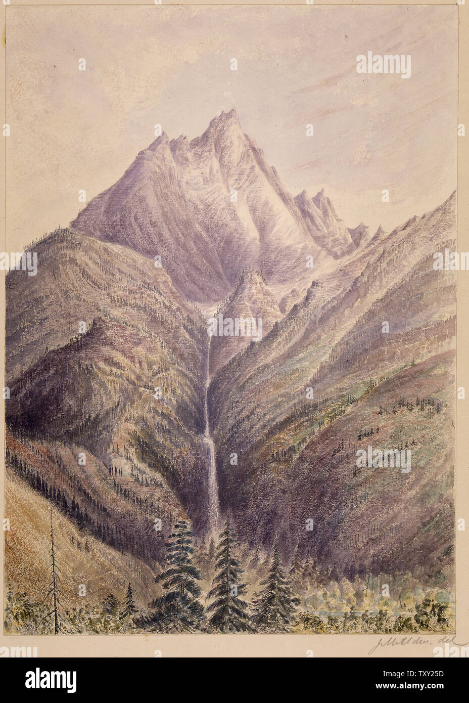 Kaskade von Mount Kirby aus Kishnehn Pass vier Meilen über Camp. peak Bären E.10. S Stockfoto