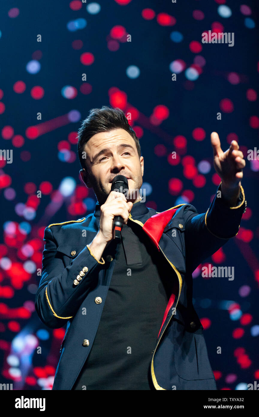 Liverpool, Großbritannien. 25. Juni 2019. Feiert ihr 20-jähriges Bestehen, die Irische Popband, Westlife, an der Liverpool M&S Bank Arena während der "20"-Tour durchführen. Credit: Paul Warburton/Alamy leben Nachrichten Stockfoto