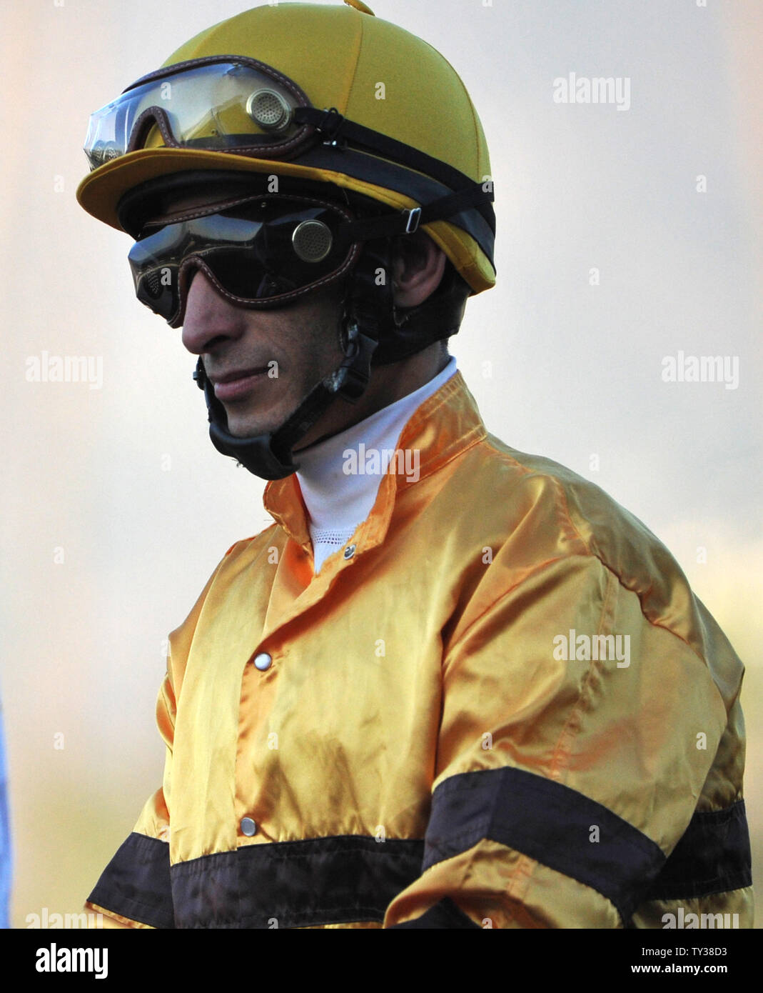 John velazquez Köpfe heraus an Bord weisen Dan der Breeders' Cup Mile der Brüter-Schale Weltmeisterschaften in Santa Anita Park in Arcadia, CA 3. November 2012 zu gewinnen. UPI/Kunst Foxall Stockfoto