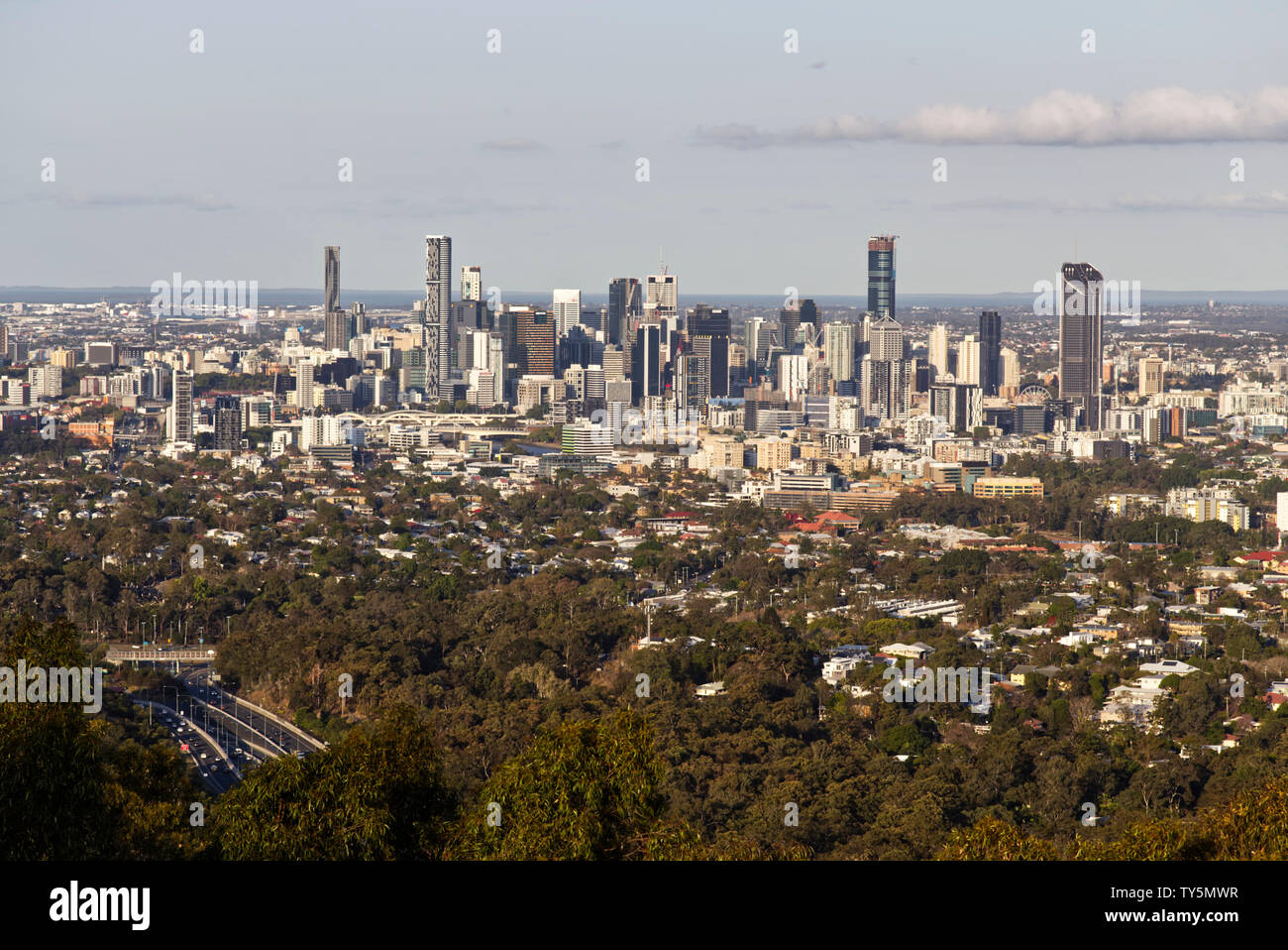 Mt Coot-tha-Aussichtspunkt über Brisbane CBD Queensland Australien Stockfoto