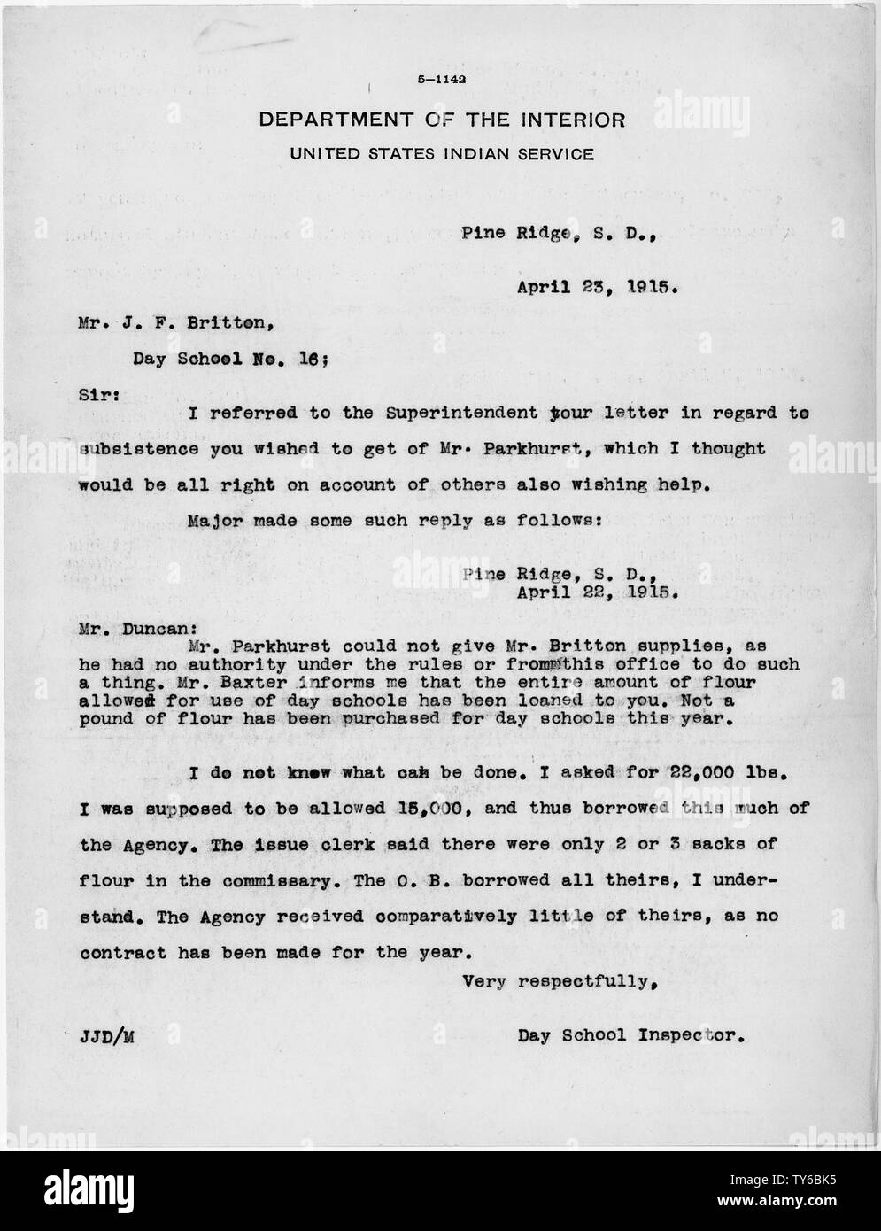 J.J. Duncan zu J.F. Britton, Tag der Schule Nummer 16. Stockfoto