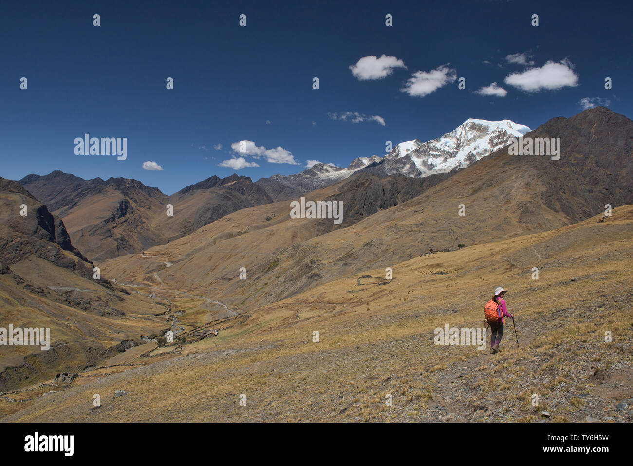 Trekking in der Cordillera Real mountain range, Bolivien Stockfoto