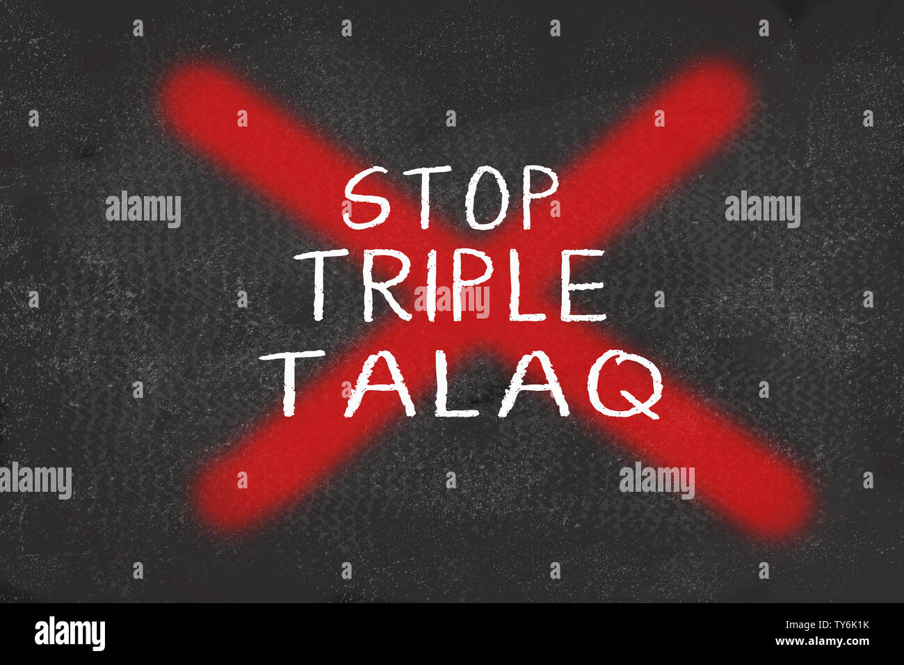Konzept der Übersicht Verbot Triple Talaq mit roten Kreuz über Triple talaq text Schwarzes Brett Stockfoto
