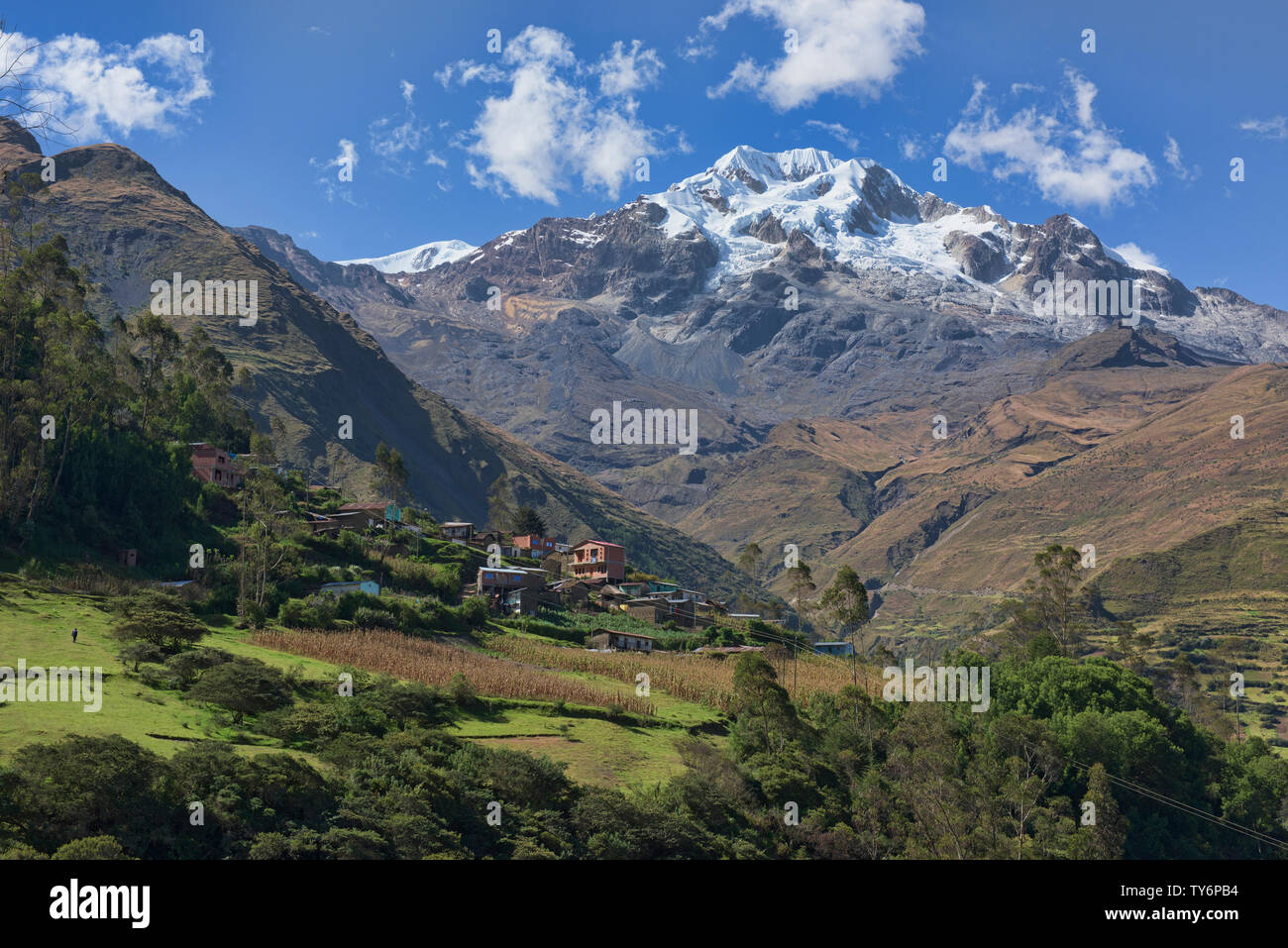 Ansicht der Illampu beim Tun der Cordillera Real Traverse, Sorata, Bolivien Stockfoto
