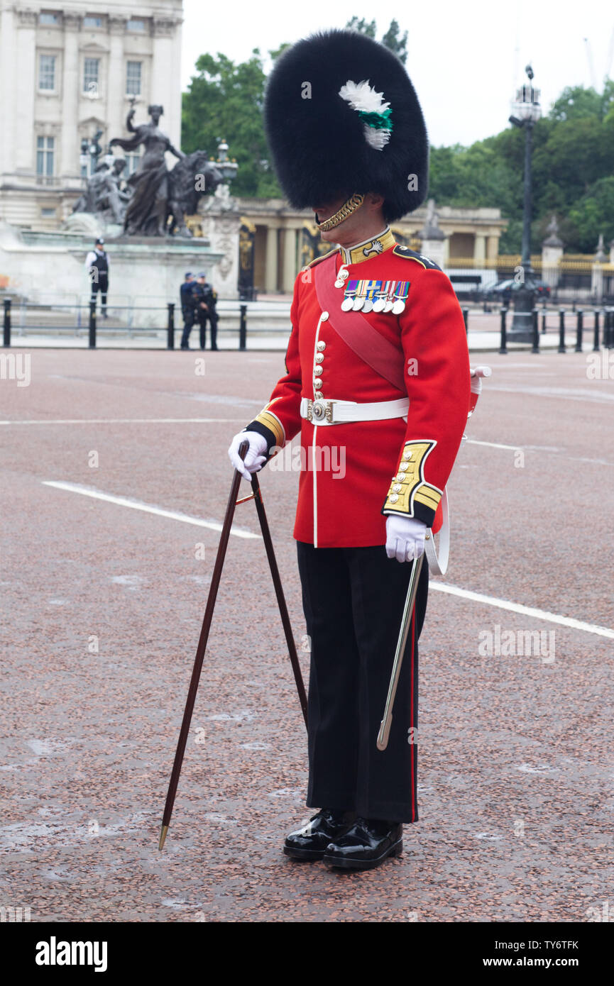 Warrant Officer der Welsh Guards mit seinem Tempo stick Stockfoto