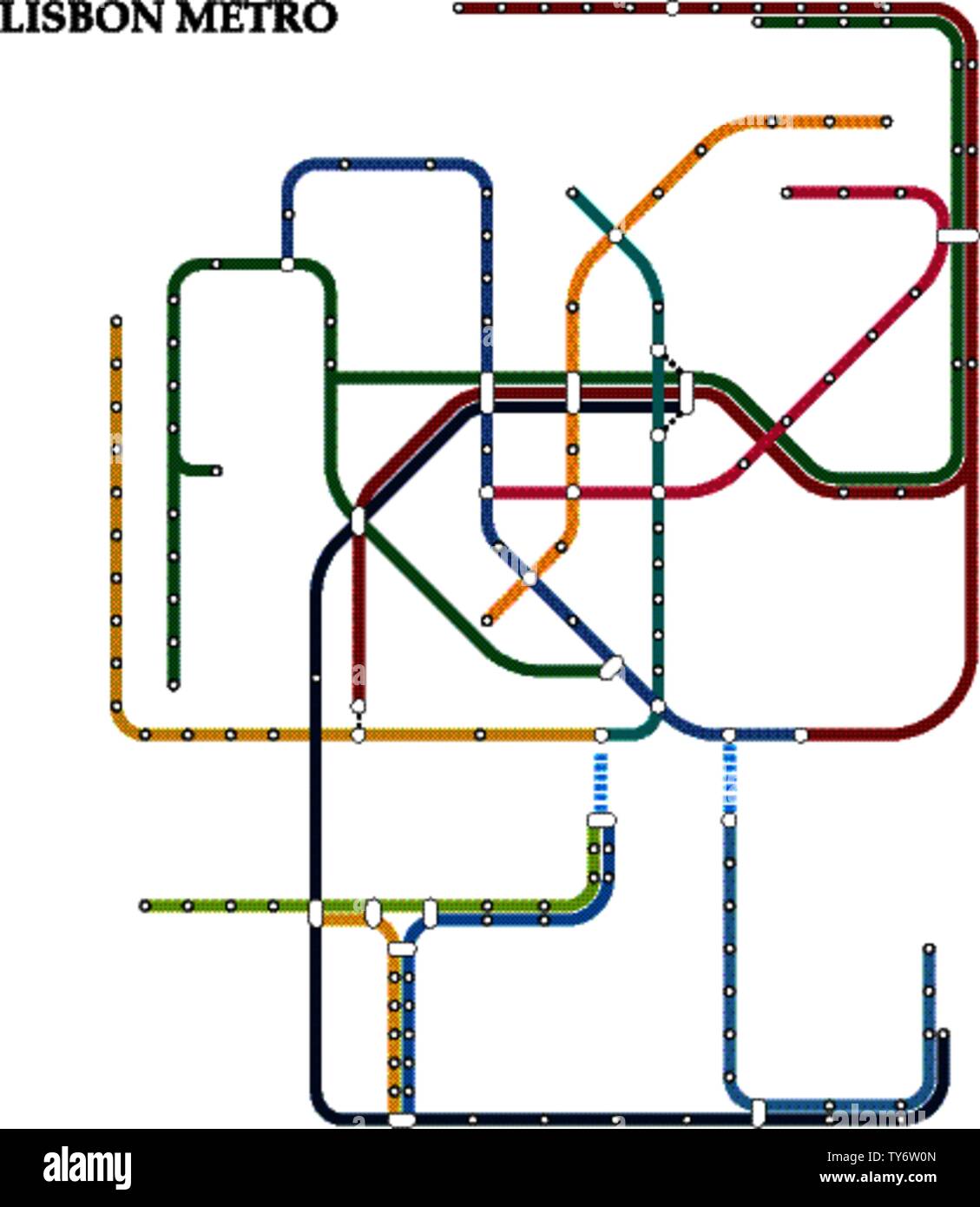 Karte von der U-Bahn, U-Bahn, Vorlage der City Transport System für U-Straße. Stock Vektor