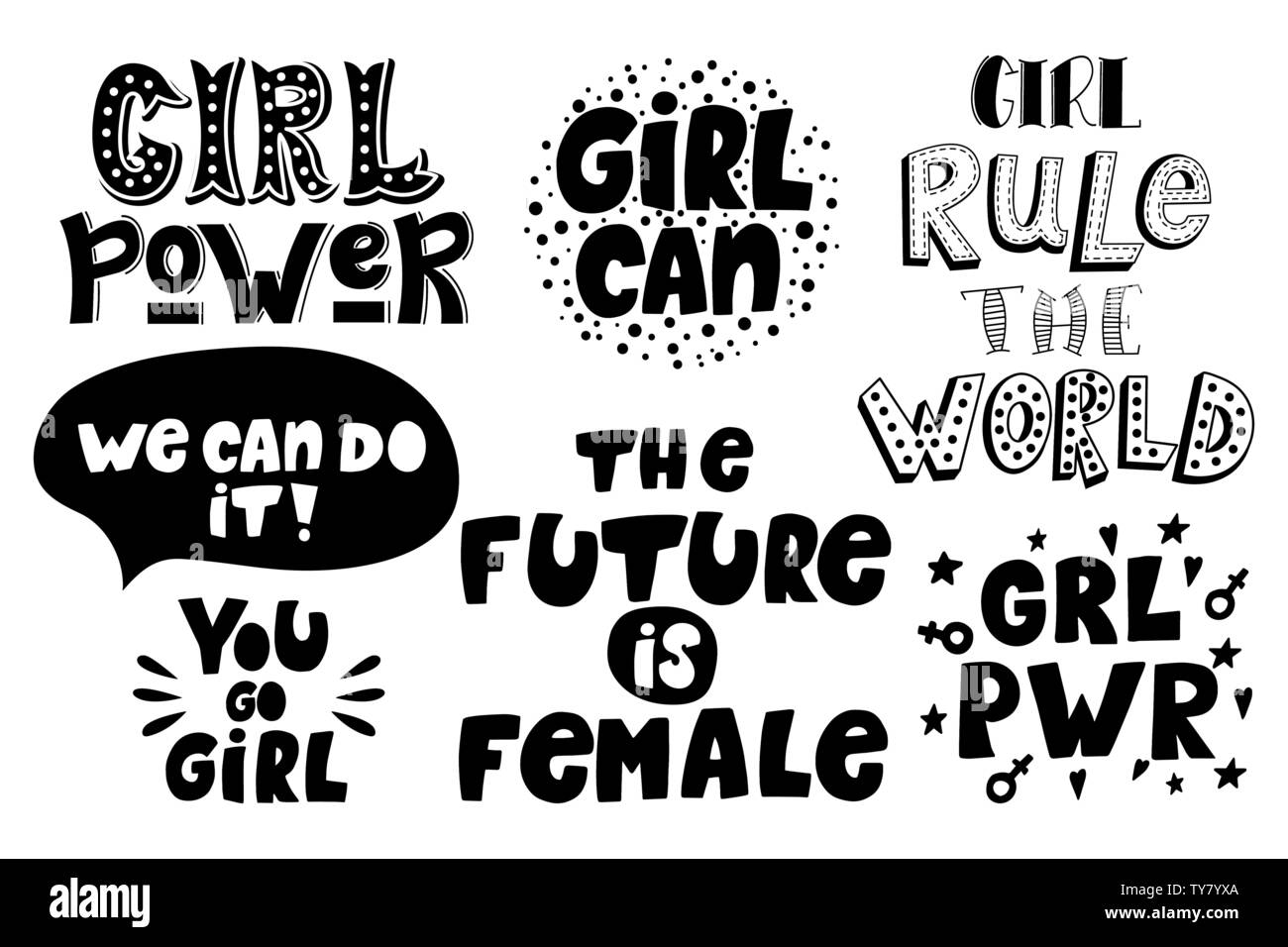 Girl Power. Isolierte Kalligraphie Buchstaben. Feministische Zitate. Grafik Design Element. Kann als Ausdruck für Poster, t-shirt, Postkarte verwendet werden. Stock Vektor