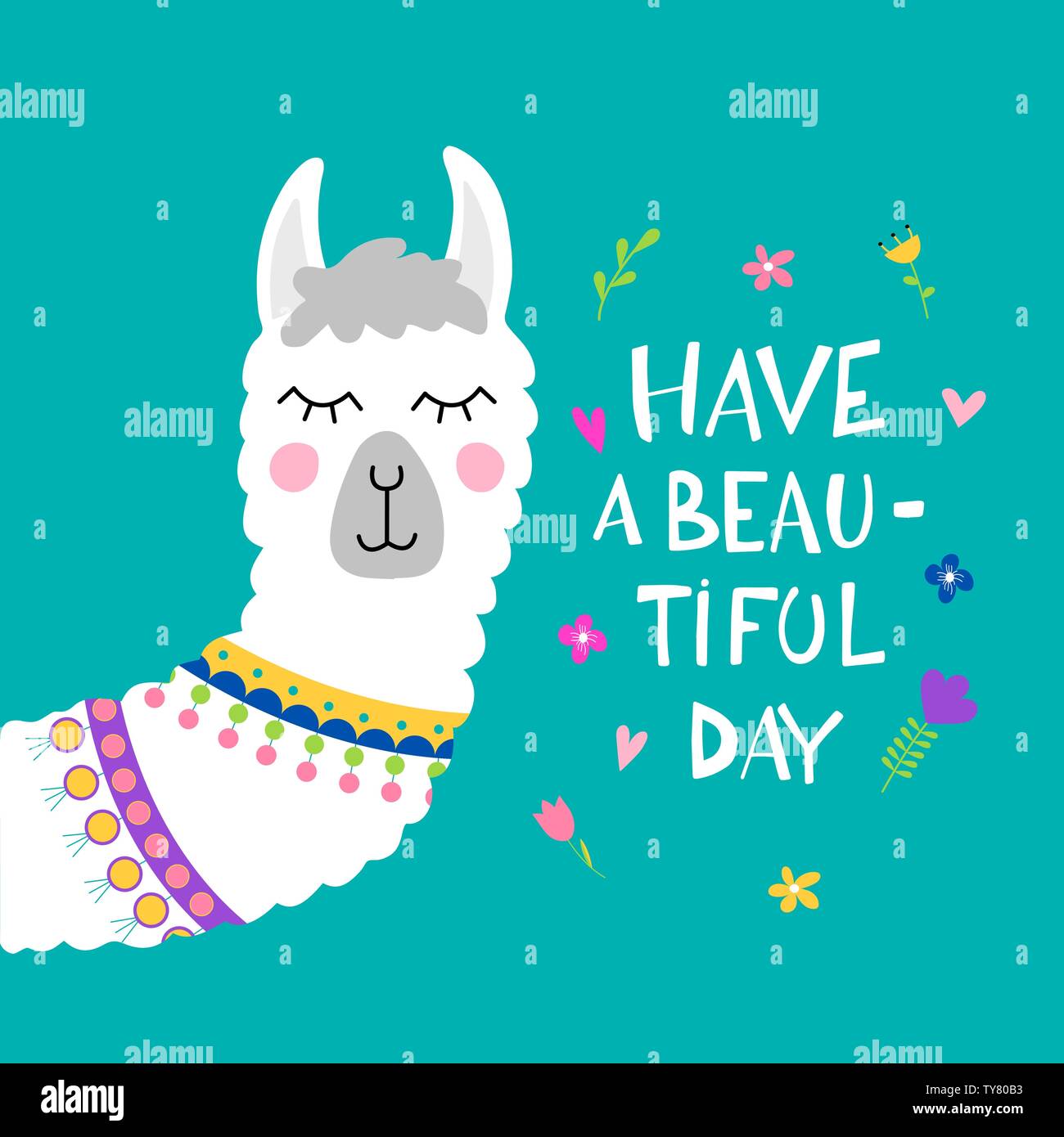 Süße Lama Gesicht. Vector Illustration mit Llama für Plakat-, Fall-, Textil-, Einladung etc. Stock Vektor