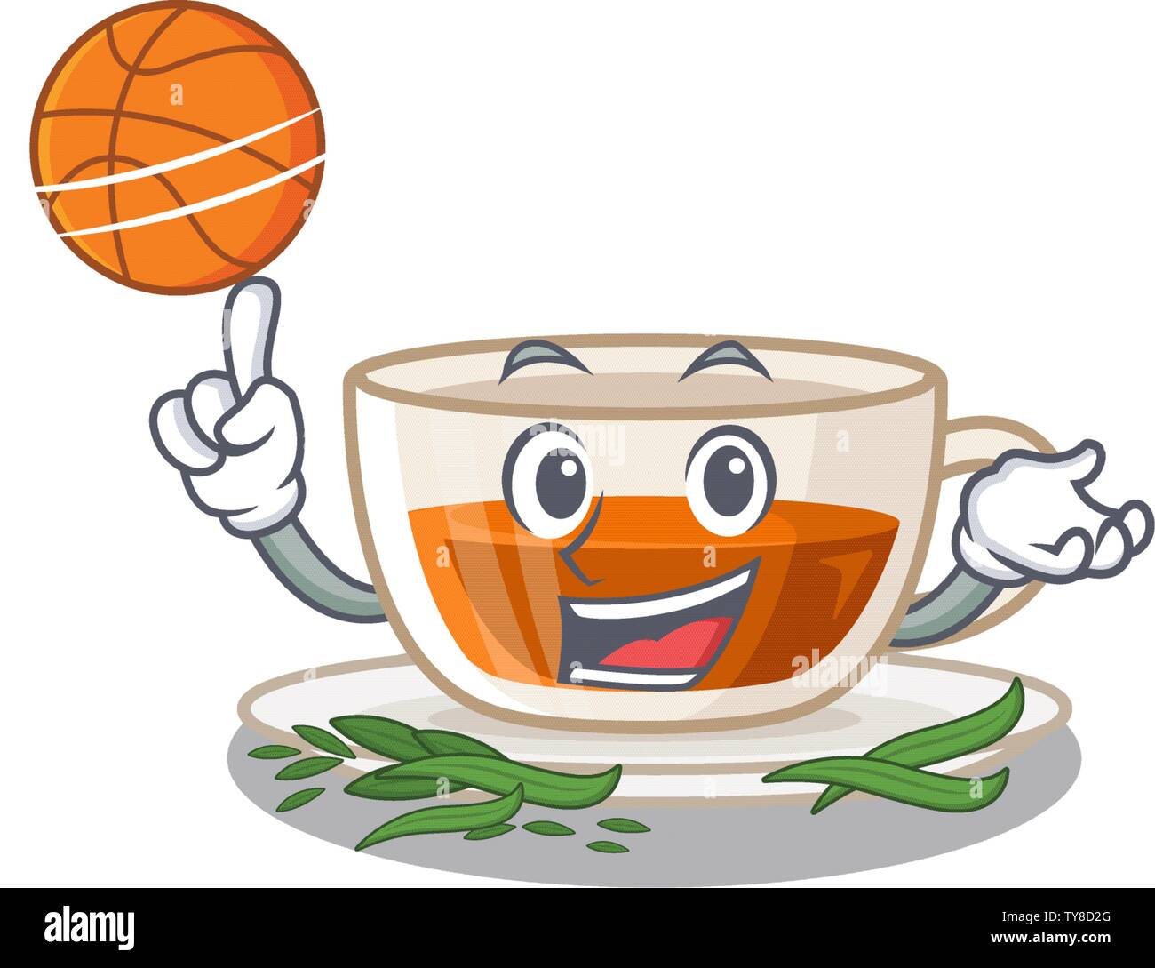 Mit basketball Darjeeling Tee isoliert in der Karikatur Stock Vektor