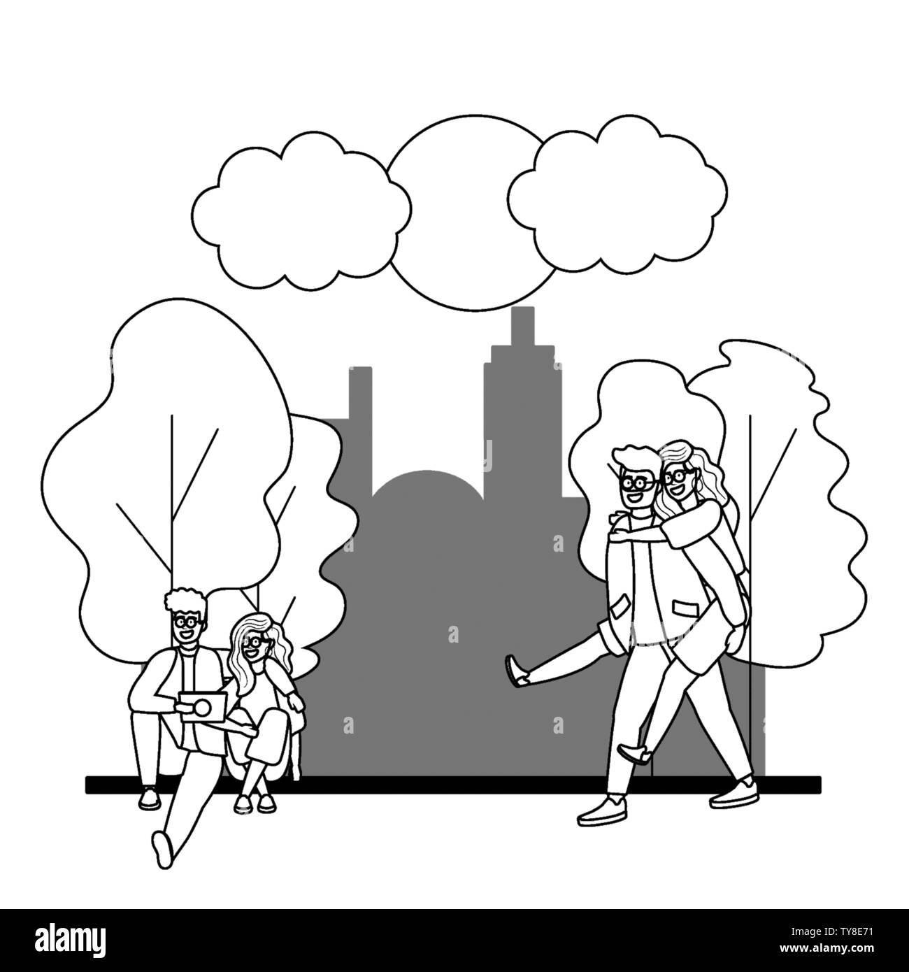 Paare von Mann und Frau cartoon Design, Beziehung Liebe Romantik Urlaub und zusammen Thema Vector Illustration Stock Vektor