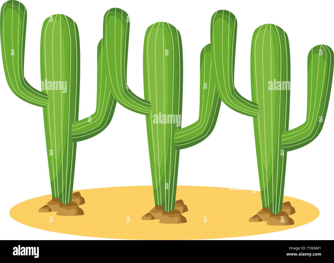 Drei Kaktus Pflanze Symbol Cartoon Stock-Vektorgrafik - Alamy