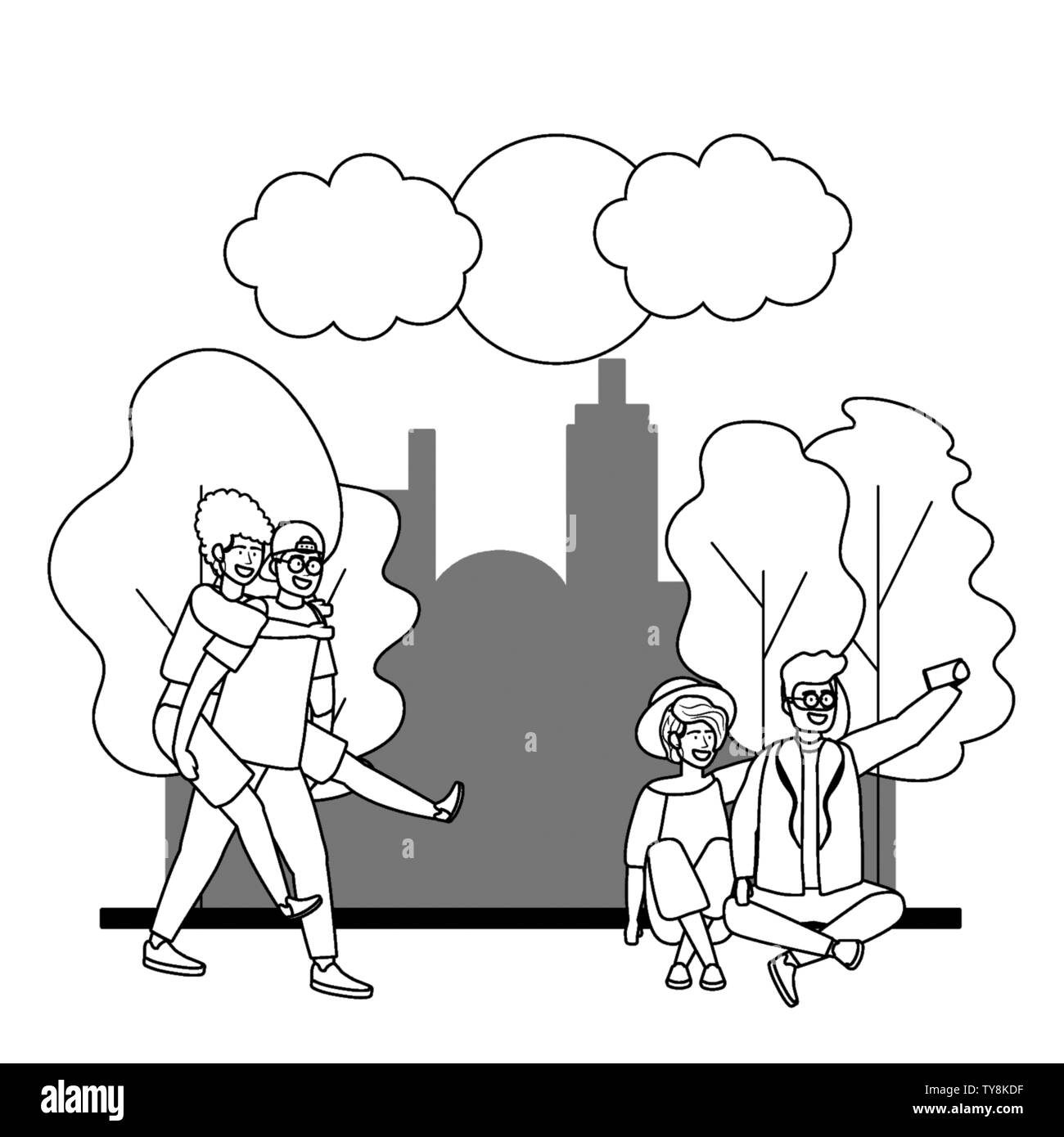 Paare von Mann und Frau cartoon Design, Beziehung Liebe Romantik Urlaub und zusammen Thema Vector Illustration Stock Vektor