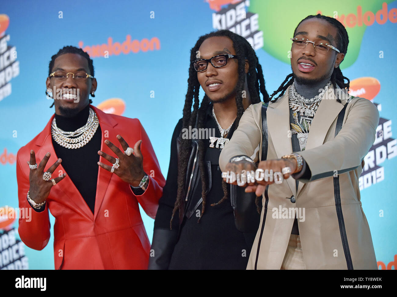 Hip hop Gruppe Migos besucht das Nickelodeon Kids' Choice Awards 2019 an der USC Galen Center in Los Angeles, Kalifornien am 23. März 2019. Foto von Chris Kauen/UPI Stockfoto