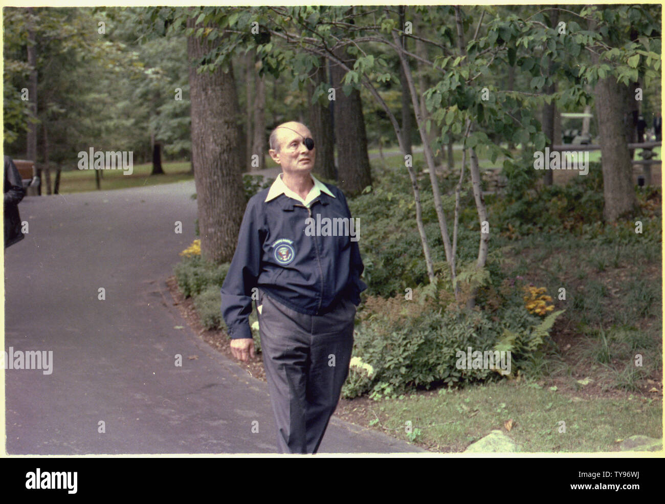 Moshe Dayan, der israelische Außenminister, in Camp David Stockfoto