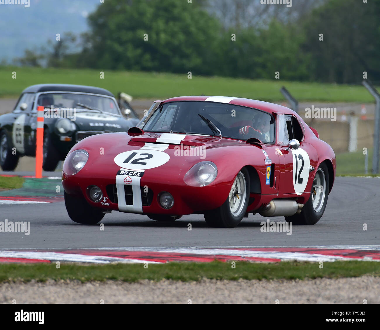 Leo Voyazides, Simon Hadfield, Shelby Cobra Coupé, HRDC All Stars, Pre-66, Sportwagen, GT, Tourenwagen, Donington historische Festival, Mai 2019 Stockfoto