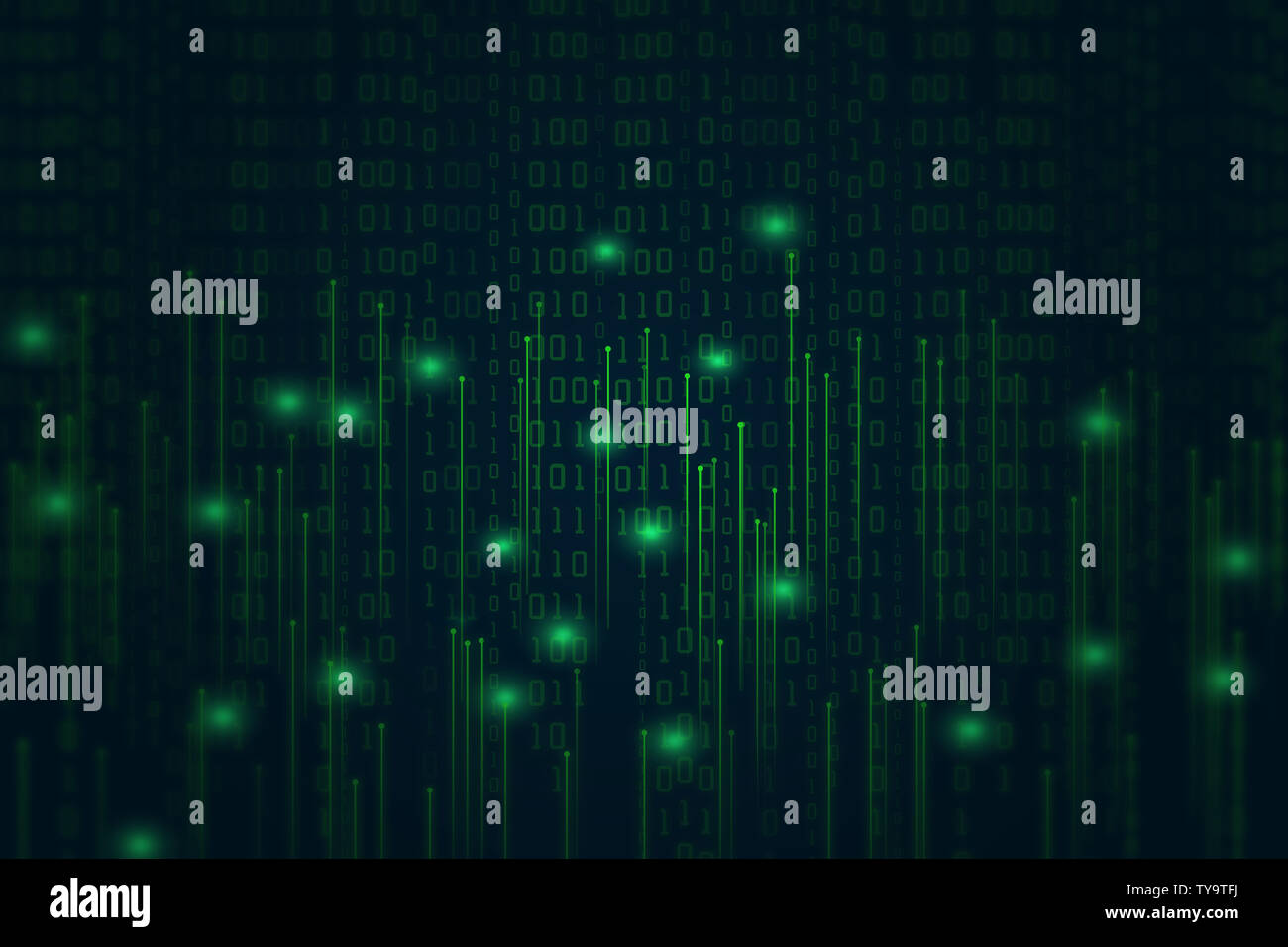 Digitale Matrix Hintergrund für binäre Codes 0 und 1 Stockfoto