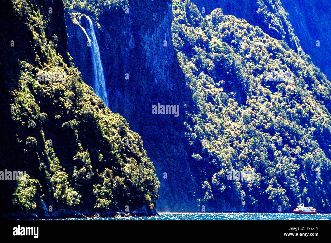 Neuseeland, Südinsel. Milford Sound/Piopiotahi ist ein Fjord im Südwesten der Südinsel Neuseelands im Fjordland National Park, Piopi Stockfoto