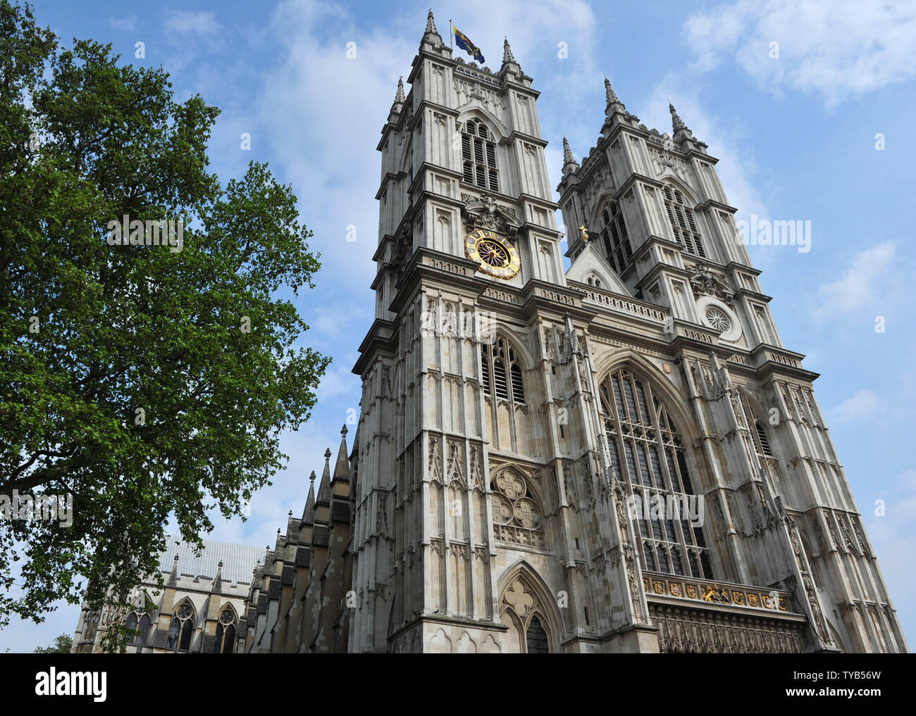 Westminster Abby, die Website der 2011 königliche Hochzeit, ist in London gesehen, 26. April 2011. Die königliche Hochzeit von Prinz William und Kate Middleton wird am 29. April 2011 statt. UPI/Kevin Dietsch Stockfoto