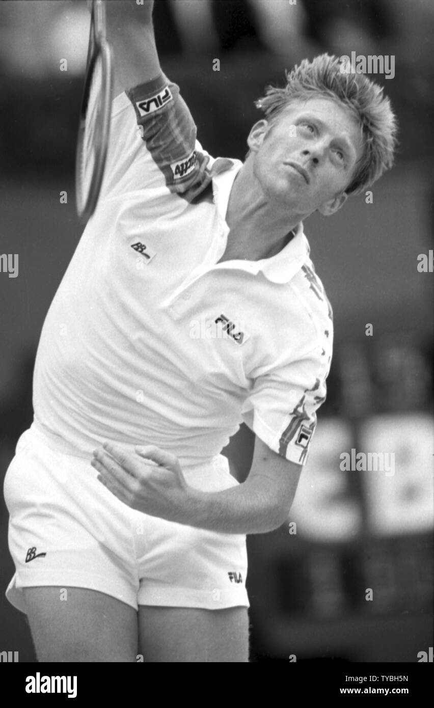 Boris Becker - Wimbledon 1990 Foto von Tony Henshaw Stockfoto