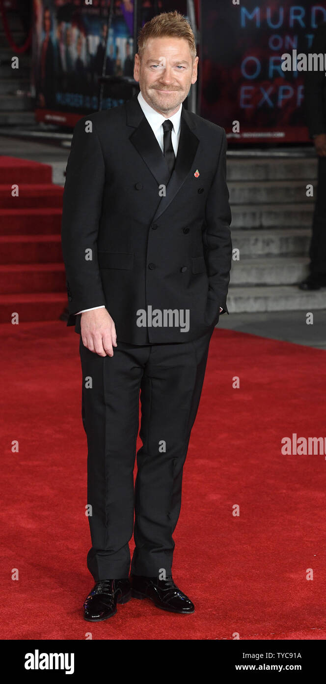 Der britische Schauspieler Kenneth Branagh besucht die Weltpremiere von Mord im Orient Express in der Royal Albert Hall in London am 2. November 2017. Foto von Rune Hellestad/UPI Stockfoto