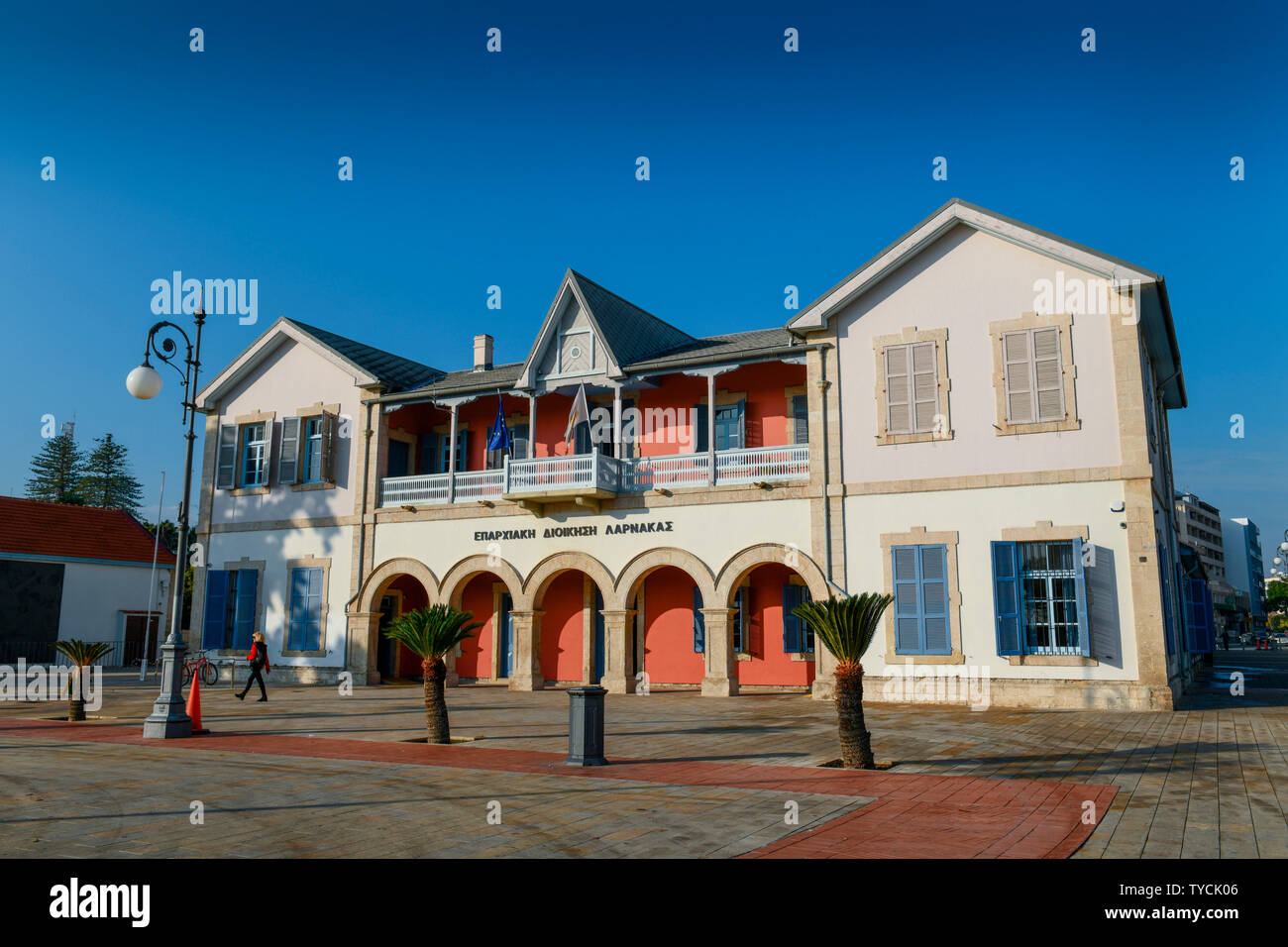 Gemeindeverwaltung, Europaplatz, Finikoudas Promenade, Larnaka, Republik Zypern Stockfoto