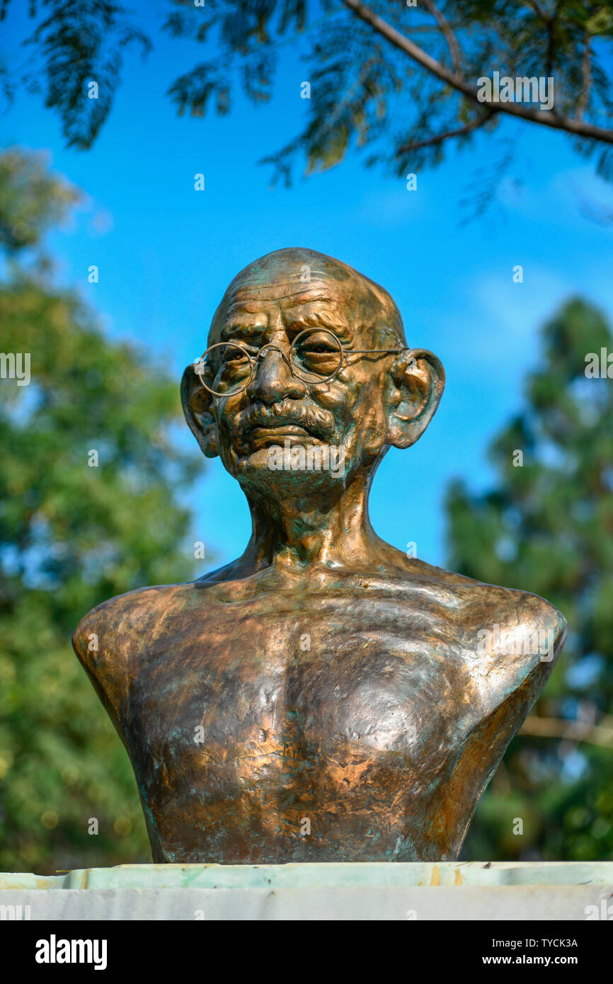 Denkmal, Mahatma Gandhi, Stadtpark, Nikosia, Republik Zypern Stockfoto