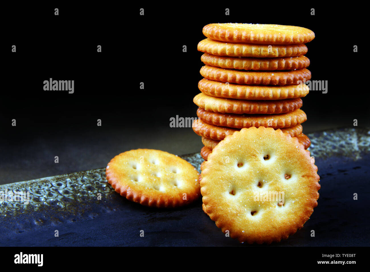Salzig, knusprig und lecker Kekse für Frühstück Stockfoto