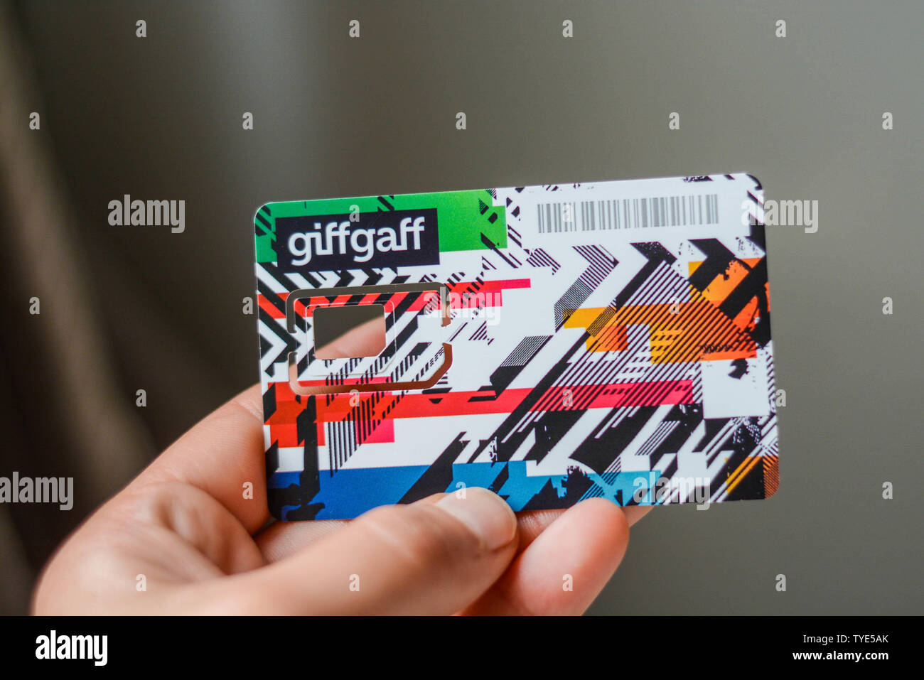 Giffgaff SIM-Kartenhalter Stockfoto