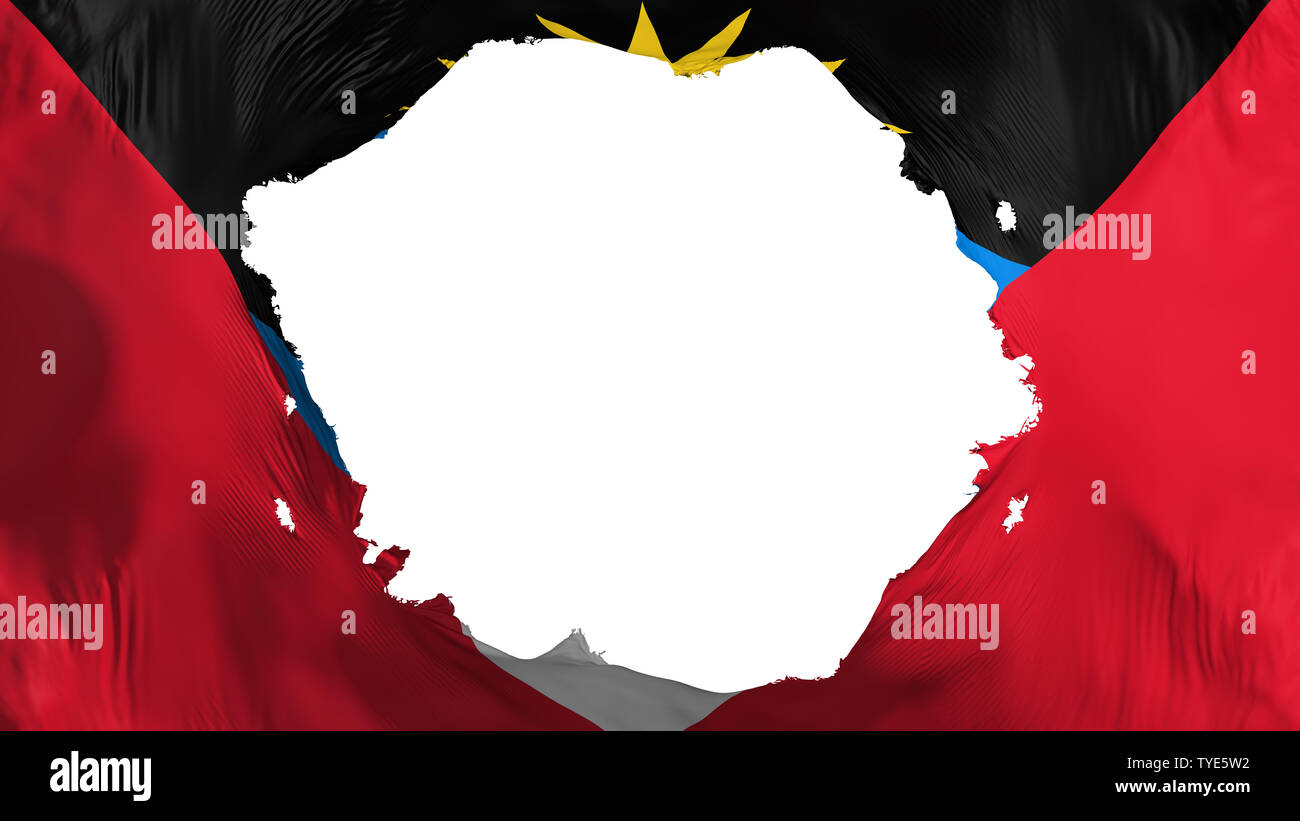 Gebrochene Antigua und Barbuda Flagge Stockfoto