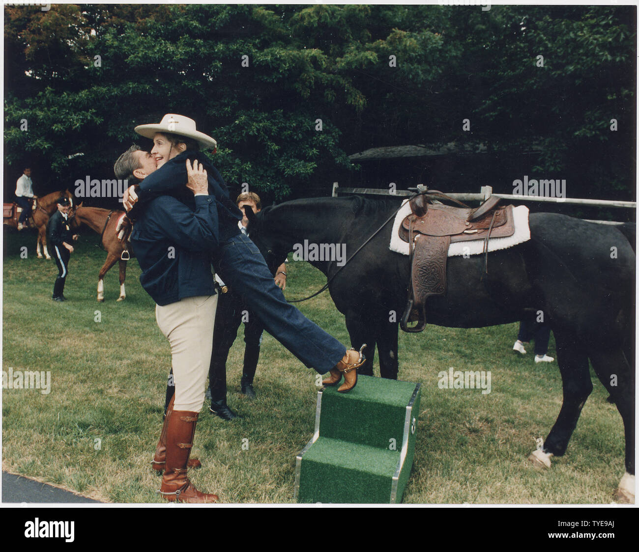 Foto der Reagans in Camp David Stockfoto