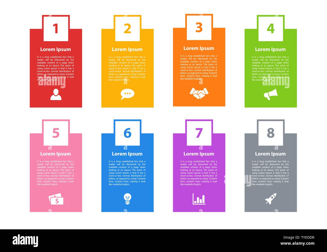 Infografik-Design Business Konzept Vektor-Illustration mit 8 Schritten oder Optionen oder Prozesse Arbeitsablauf oder Diagramm darstellen Stock Vektor