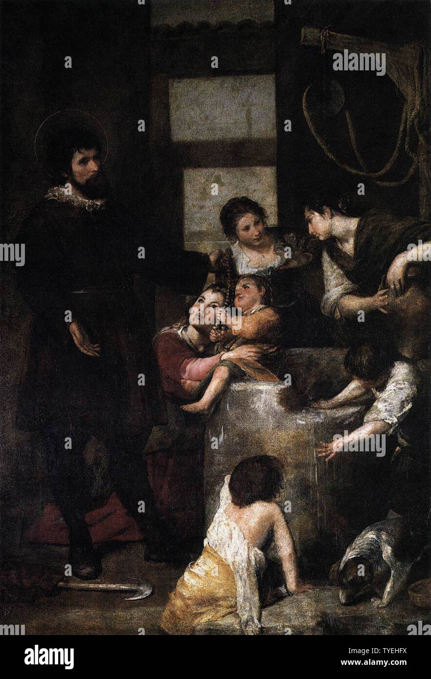 Alonzo Cano - St Isidore spart Kind Gefallen gut C 1647 hatte Stockfoto