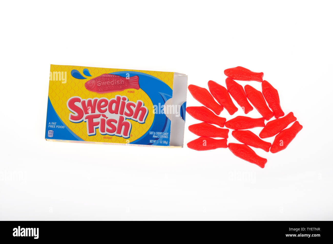 Geöffnete Verpackung des schwedischen Fisch candy Stockfoto
