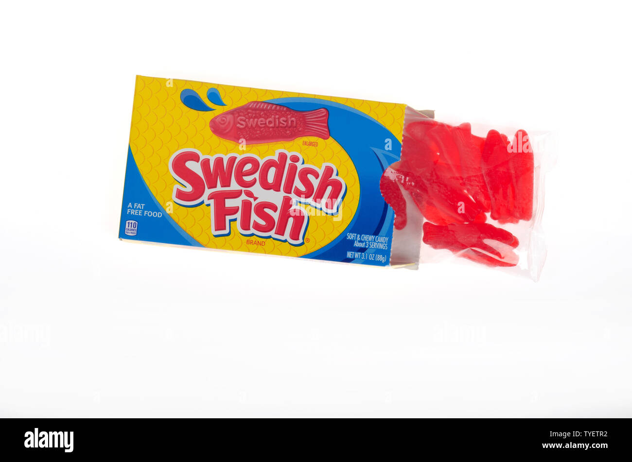 Box von schwedischen Fisch candy Stockfoto